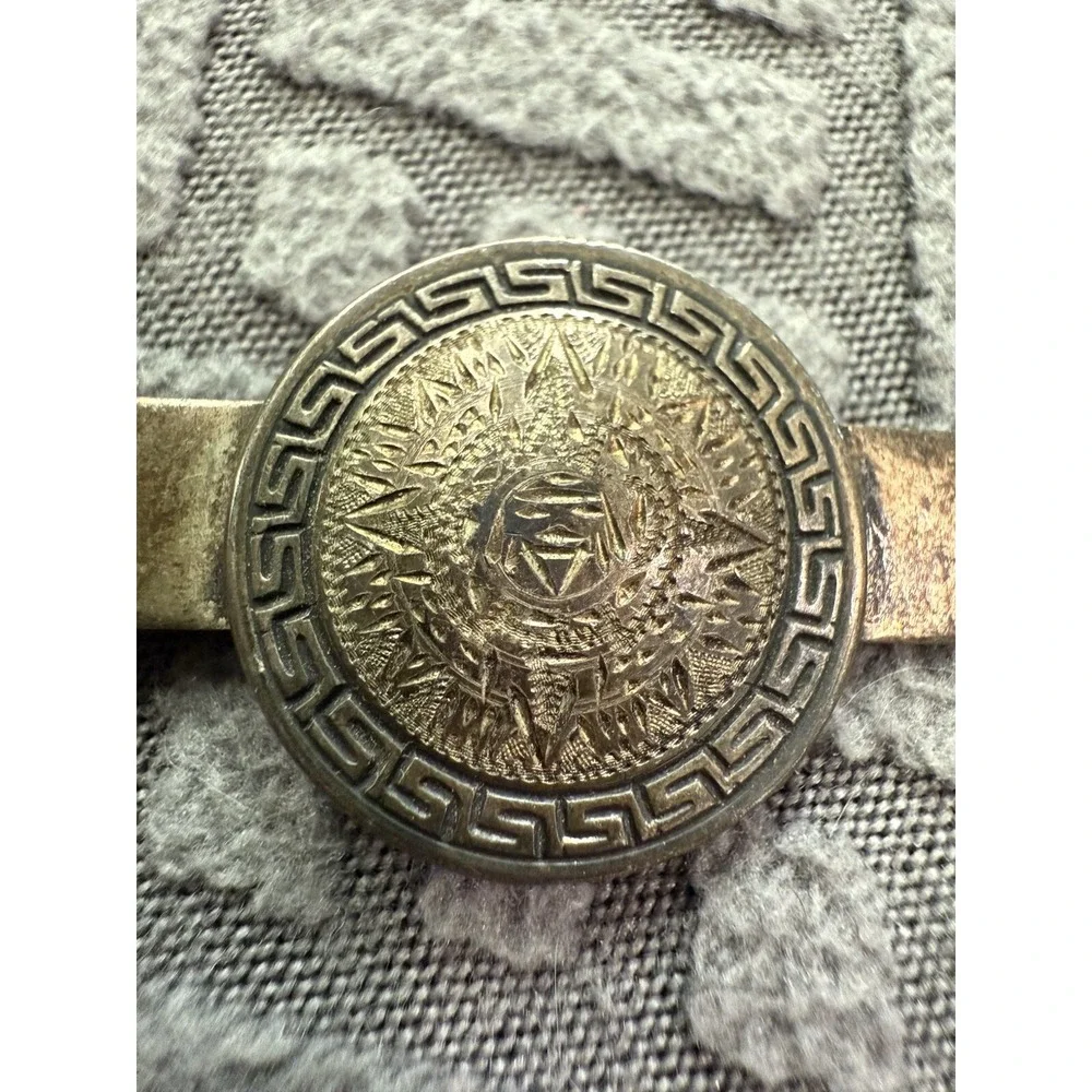Vintage Sterling Silver Mayan Aztec Calendar‎ Tie Clip Money Clip Jencha Mexico